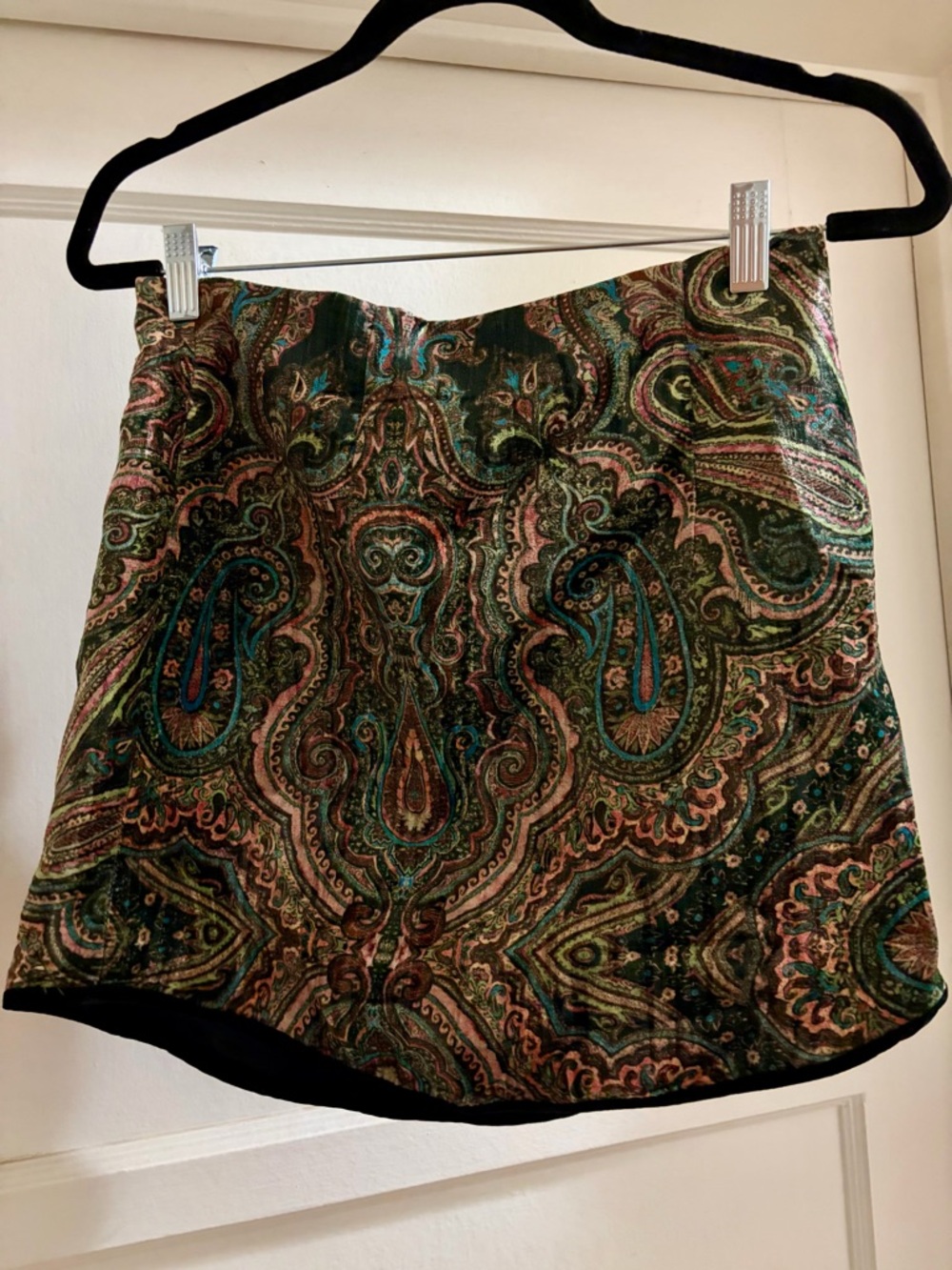 Zara Paisley Mini Skirt in Green and Pink